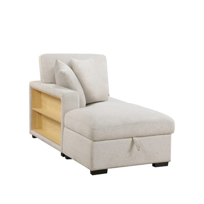 Homelegance  - Pompano Sectional W/ Left Chaise, Pull-out Bed, Hidden Storages and Shelves, Charging Ports in Beige - 9630BEx4LC2R  view 7