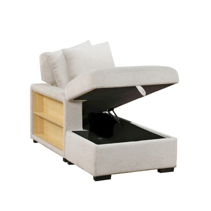 Homelegance  - Pompano Sectional W/ Left Chaise, Pull-out Bed, Hidden Storages and Shelves, Charging Ports in Beige - 9630BEx4LC2R  view 10