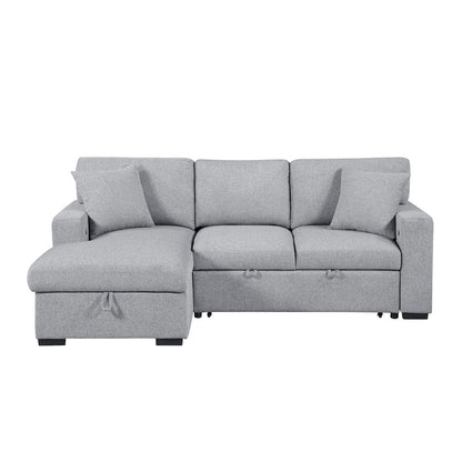 Homelegance  - Pompano Sectional W/ Left Chaise, Pull-out Bed, Hidden Storages and Shelves, Charging Ports in Gray - 9630GYx2LC2R  view 1