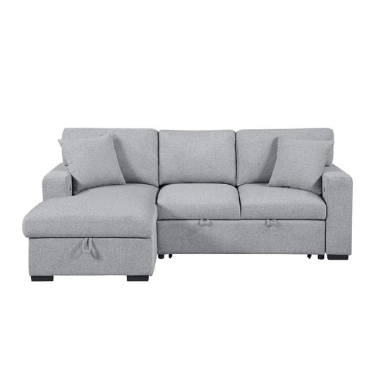Homelegance  - Pompano Sectional W/ Left Chaise, Pull-out Bed, Hidden Storages and Shelves, Charging Ports in Gray - 9630GYx2LC2R  view 1