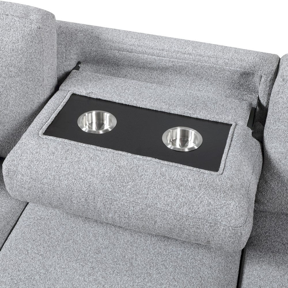 Homelegance  - Pompano Sectional W/ Left Chaise, Pull-out Bed, Hidden Storages and Shelves, Charging Ports in Gray - 9630GYx2LC2R  view 4