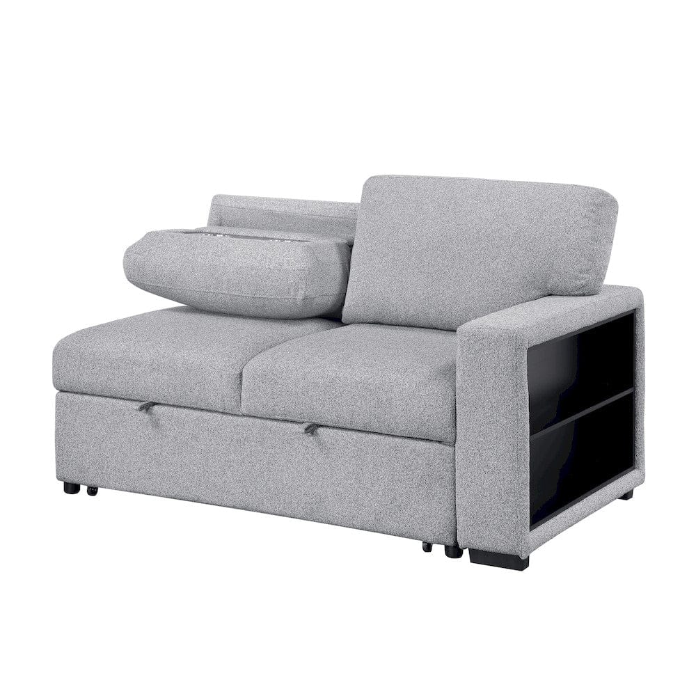 Homelegance  - Pompano Sectional W/ Left Chaise, Pull-out Bed, Hidden Storages and Shelves, Charging Ports in Gray - 9630GYx2LC2R  view 8