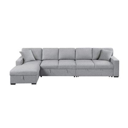 Homelegance  - Pompano Sectional W/ Left Chaise, Pull-out Bed Hidden Storages and Shelves, Charging Ports in Gray - 9630GYx3LC2R  view 2