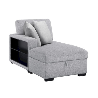 Homelegance  - Pompano Sectional W/ Left Chaise, Pull-out Bed Hidden Storages and Shelves, Charging Ports in Gray - 9630GYx3LC2R  view 6