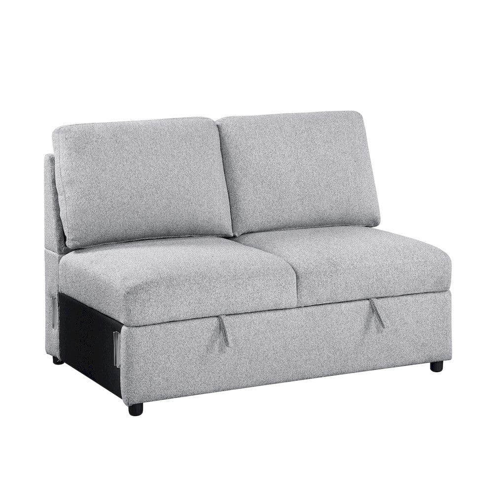 Homelegance  - Pompano Sectional W/ Left Chaise, Pull-out Bed Hidden Storages and Shelves, Charging Ports in Gray - 9630GYx3LC2R  view 11