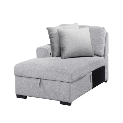Homelegance  - Pompano Sectional W/ Left Chaise, Pull-out Bed, Hidden Storages and Shelves, Charging Ports in Gray - 9630GYx4LC2R  view 12