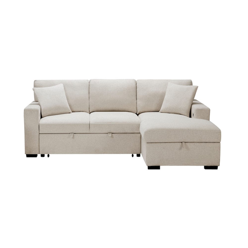 Homelegance  - Pompano Sectional W/ Right Chaise, Pull-out Bed, Hidden Storage and Shelves, Charging Ports in Beige - 9630BEx22LRC  view 11