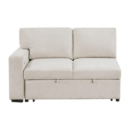 Homelegance  - Pompano Sectional W/ Right Chaise, Pull-out Bed, Hidden Storages and Shelves, Charging Ports in Beige - 9630BEx32LRC  view 6