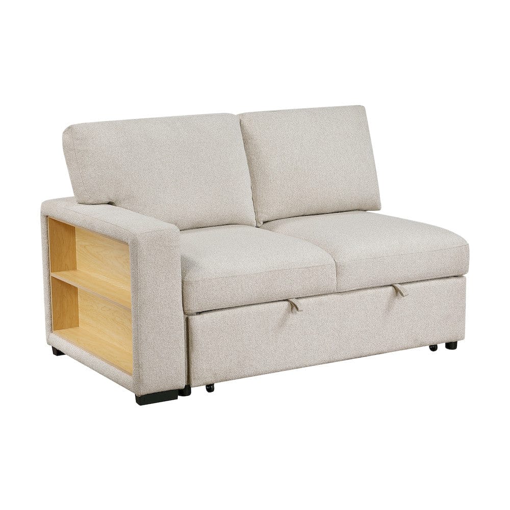 Homelegance  - Pompano Sectional W/ Right Chaise, Pull-out Bed, Hidden Storages and Shelves, Charging Ports in Beige - 9630BEx32LRC  view 7