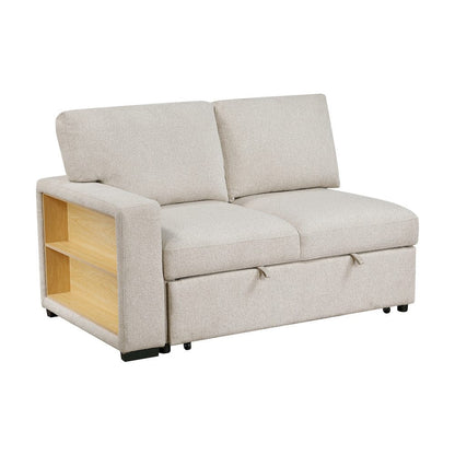 Homelegance  - Pompano Sectional W/ Right Chaise, Pull-out Bed, Hidden Storages and Shelves, Charging Ports in Beige - 9630BEx32LRC  view 7