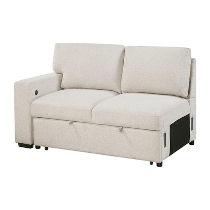 Homelegance  - Pompano Sectional W/ Right Chaise, Pull-out Bed, Hidden Storages and Shelves, Charging Ports in Beige - 9630BEx32LRC  view 8