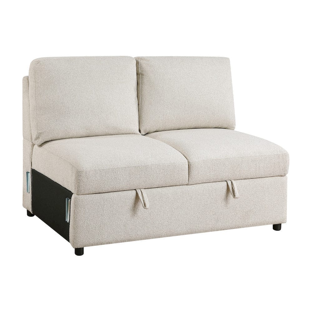 Homelegance  - Pompano Sectional W/ Right Chaise, Pull-out Bed, Hidden Storages and Shelves, Charging Ports in Beige - 9630BEx32LRC  view 11