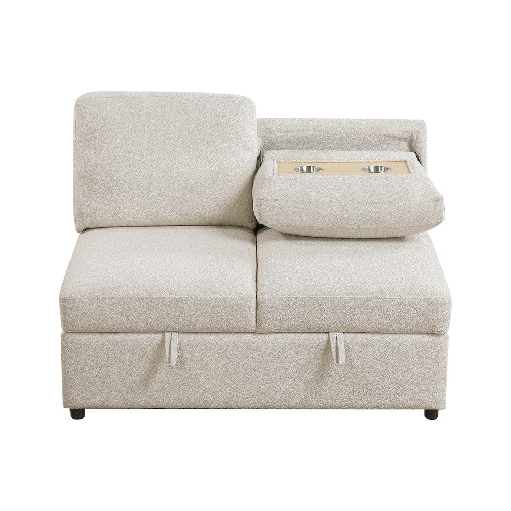 Homelegance  - Pompano Sectional W/ Right Chaise, Pull-out Bed, Hidden Storages and Shelves, Charging Ports in Beige - 9630BEx32LRC  view 12
