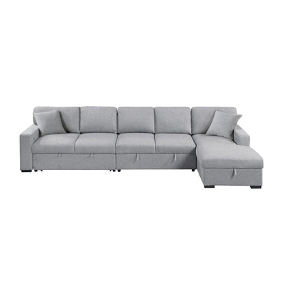 Homelegance  - Pompano Sectional W/ Right Chaise, Pull-out Bed, Hidden Storages and Shelves, Charging Ports in Gray - 9630GYx32LRC  view 2