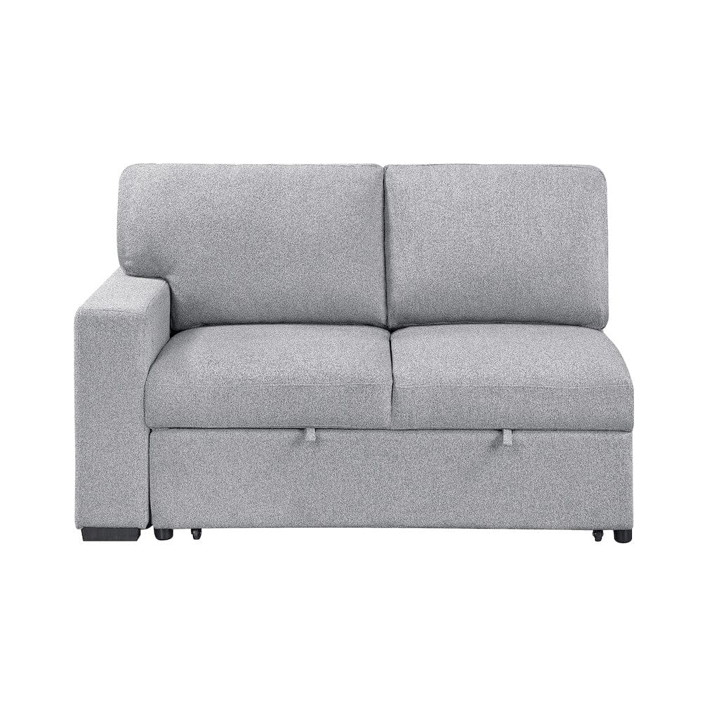 Homelegance  - Pompano Sectional W/ Right Chaise, Pull-out Bed, Hidden Storages and Shelves, Charging Ports in Gray - 9630GYx32LRC  view 6
