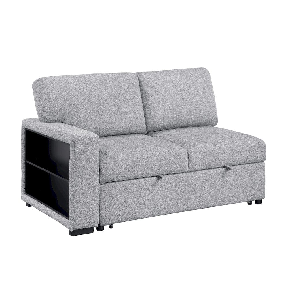 Homelegance  - Pompano Sectional W/ Right Chaise, Pull-out Bed, Hidden Storages and Shelves, Charging Ports in Gray - 9630GYx32LRC  view 7
