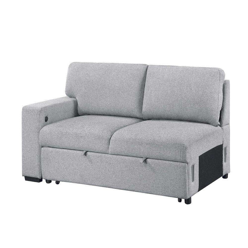 Homelegance  - Pompano Sectional W/ Right Chaise, Pull-out Bed, Hidden Storages and Shelves, Charging Ports in Gray - 9630GYx32LRC  view 8