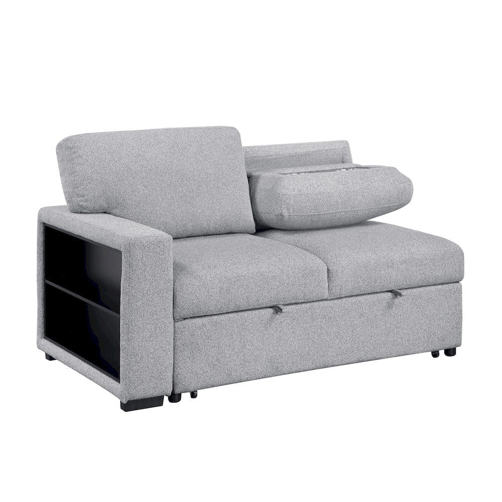 Homelegance  - Pompano Sectional W/ Right Chaise, Pull-out Bed, Hidden Storages and Shelves, Charging Ports in Gray - 9630GYx32LRC  view 9