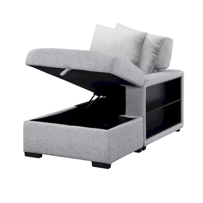 Homelegance  - Pompano Sectional W/ Right Chaise, Pull-out Bed, Hidden Storages and Shelves, Charging Ports in Gray - 9630GYx42LRC  view 7