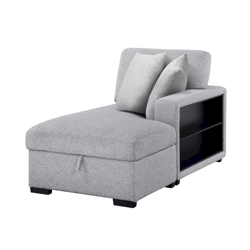 Homelegance  - Pompano Sectional W/ Right Chaise, Pull-out Bed, Hidden Storages and Shelves, Charging Ports in Gray - 9630GYx42LRC  view 8