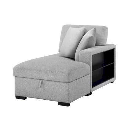 Homelegance  - Pompano Sectional W/ Right Chaise, Pull-out Bed, Hidden Storages and Shelves, Charging Ports in Gray - 9630GYx42LRC  view 8