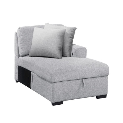 Homelegance  - Pompano Sectional W/ Right Chaise, Pull-out Bed, Hidden Storages and Shelves, Charging Ports in Gray - 9630GYx42LRC  view 9