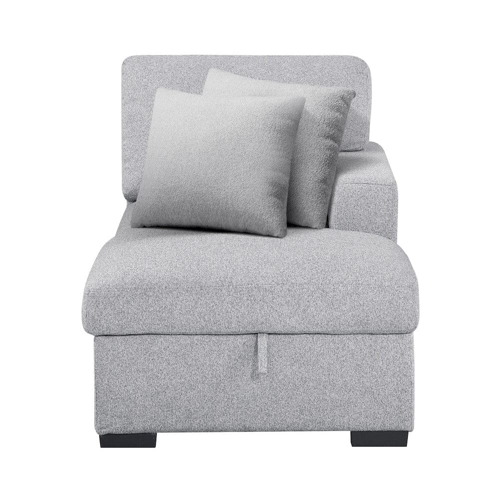 Homelegance  - Pompano Sectional W/ Right Chaise, Pull-out Bed, Hidden Storages and Shelves, Charging Ports in Gray - 9630GYx42LRC  view 10