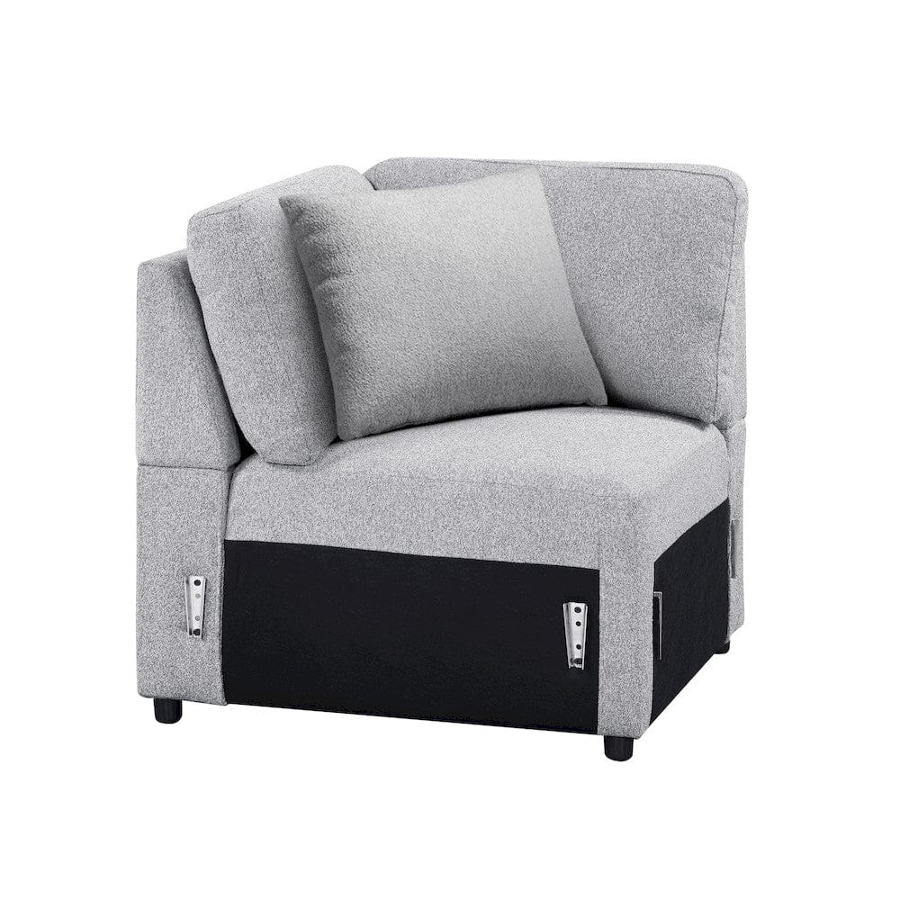 Homelegance  - Pompano Sectional W/ Right Chaise, Pull-out Bed, Hidden Storages and Shelves, Charging Ports in Gray - 9630GYx42LRC  view 11