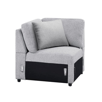 Homelegance  - Pompano Sectional W/ Right Chaise, Pull-out Bed, Hidden Storages and Shelves, Charging Ports in Gray - 9630GYx42LRC  view 11