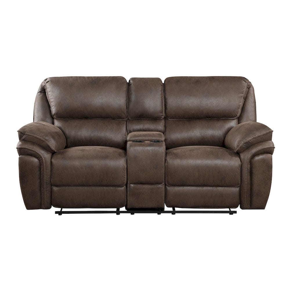 Homelegance  - Proctor Double Reclining Love Seat W/ Center Console in Brown - 8517BRW-2  view 1