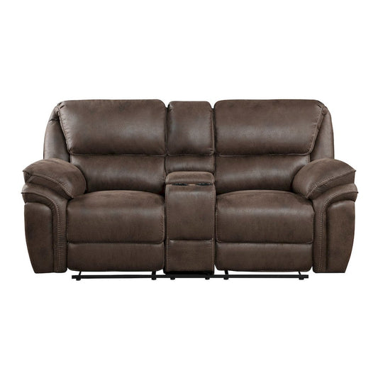 Homelegance  - Proctor Double Reclining Love Seat W/ Center Console in Brown - 8517BRW-2  view 1