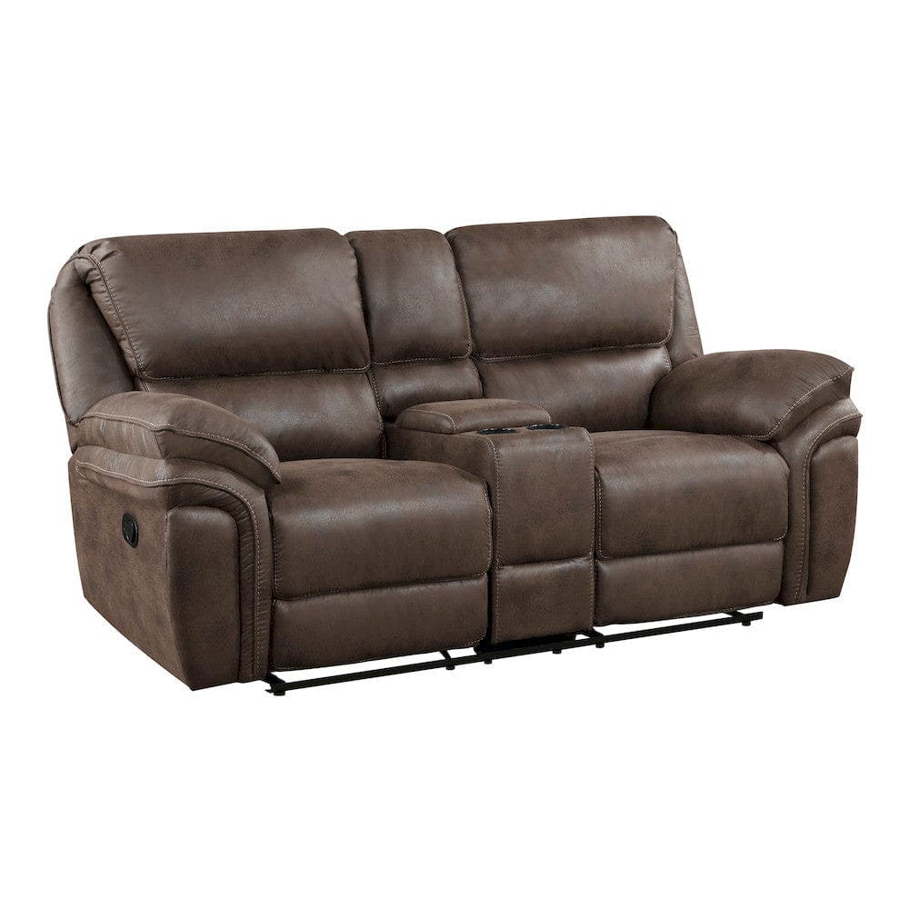 Homelegance  - Proctor Double Reclining Love Seat W/ Center Console in Brown - 8517BRW-2  view 3