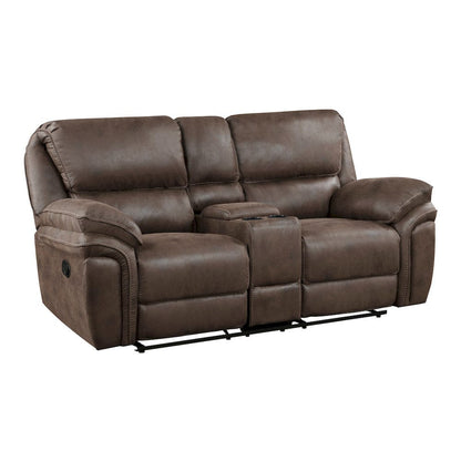 Homelegance  - Proctor Double Reclining Love Seat W/ Center Console in Brown - 8517BRW-2  view 3