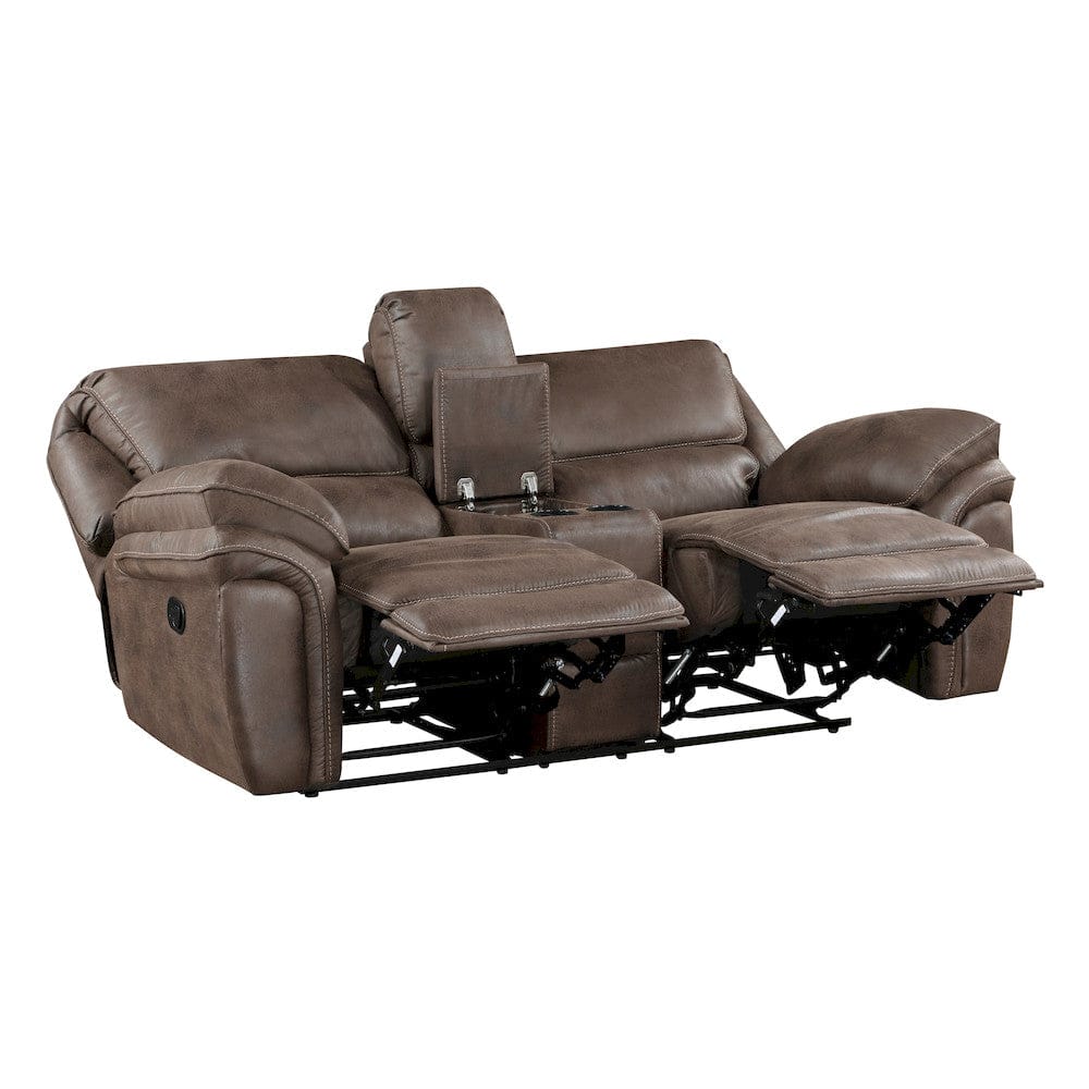 Homelegance  - Proctor Double Reclining Love Seat W/ Center Console in Brown - 8517BRW-2  view 5