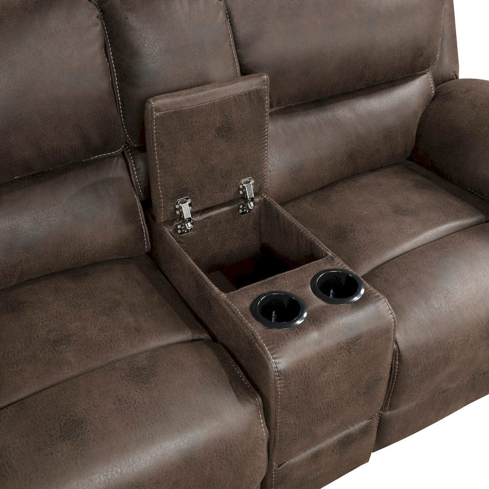 Homelegance  - Proctor Double Reclining Love Seat W/ Center Console in Brown - 8517BRW-2  view 6