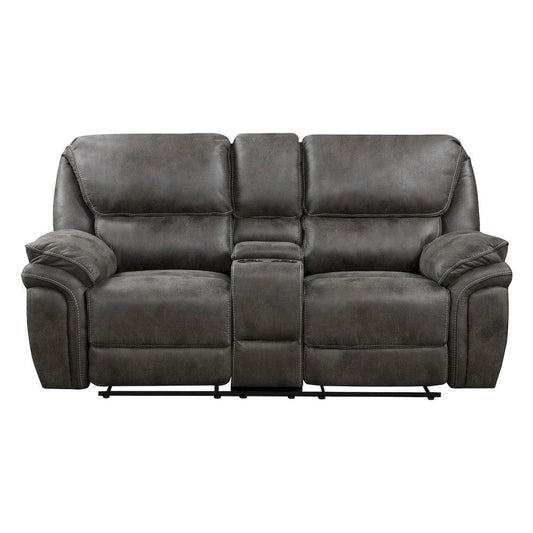 Homelegance  - Proctor Double Reclining Love Seat W/ Center Console in Gray - 8517GRY-2  view 1