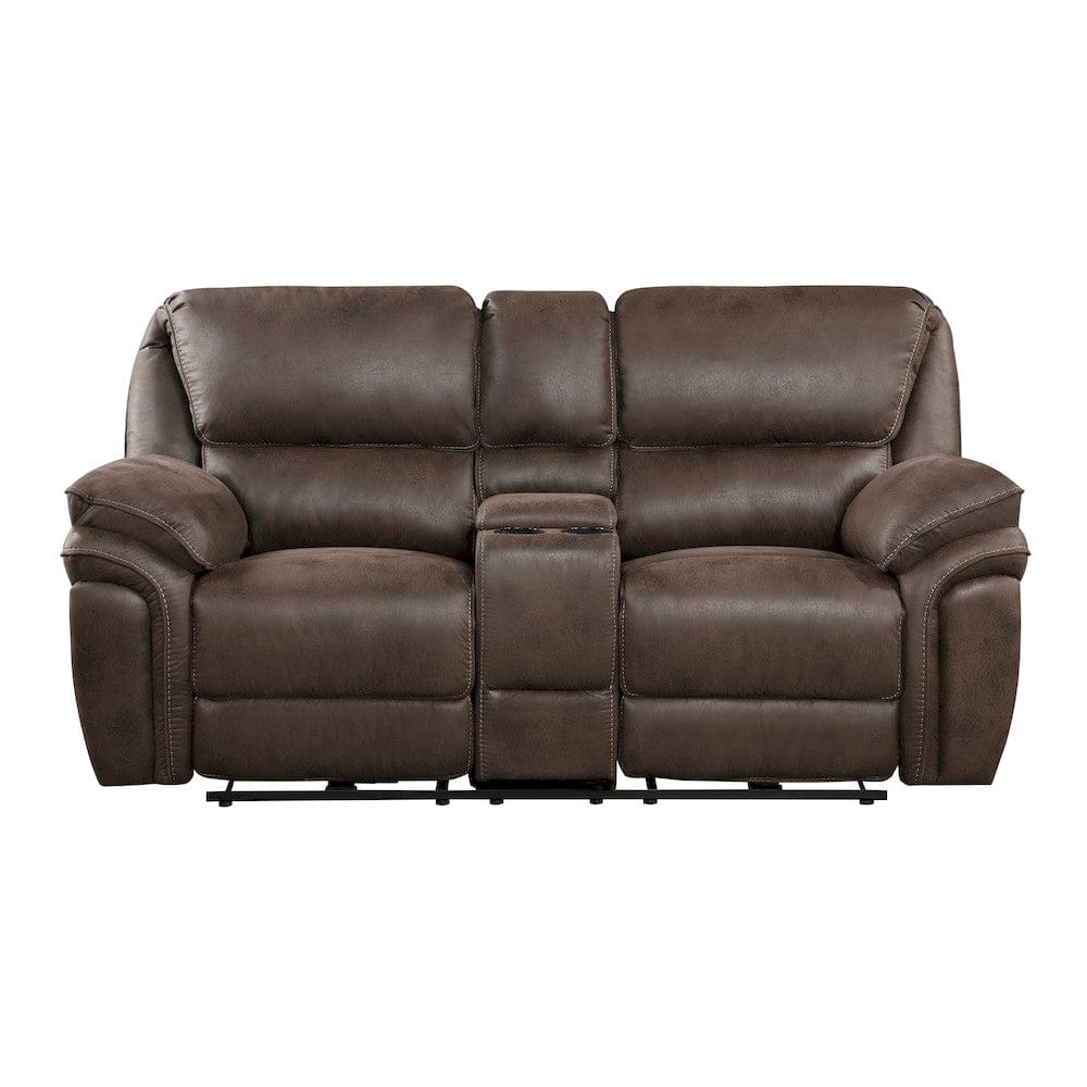 Homelegance  - Proctor Power Double Reclining Love Seat W/ Center Console in Brown - 8517BRW-2PW  view 1