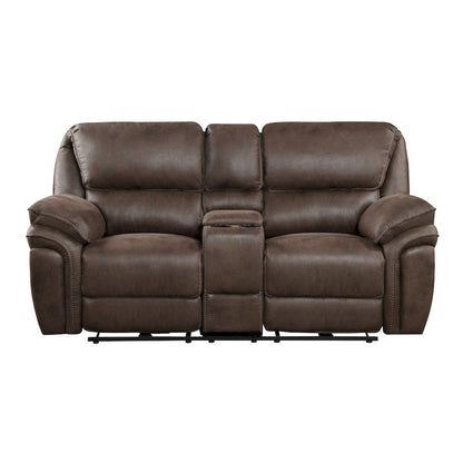 Homelegance  - Proctor Power Double Reclining Love Seat W/ Center Console in Brown - 8517BRW-2PW  view 1