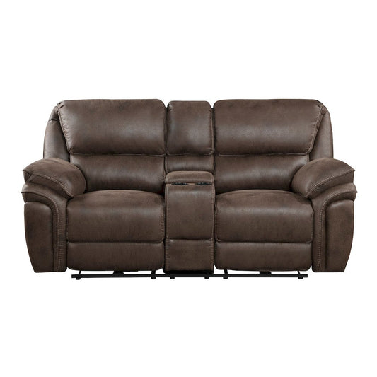 Homelegance  - Proctor Power Double Reclining Love Seat W/ Center Console in Brown - 8517BRW-2PW  view 1