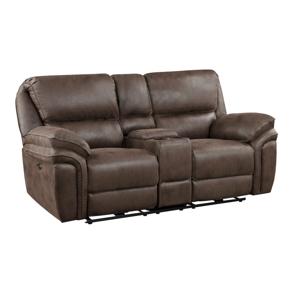 Homelegance  - Proctor Power Double Reclining Love Seat W/ Center Console in Brown - 8517BRW-2PW  view 2
