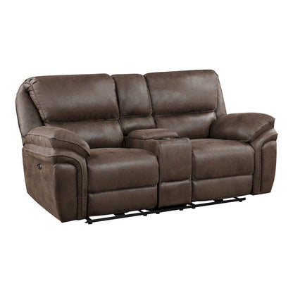 Homelegance  - Proctor Power Double Reclining Love Seat W/ Center Console in Brown - 8517BRW-2PW  view 2