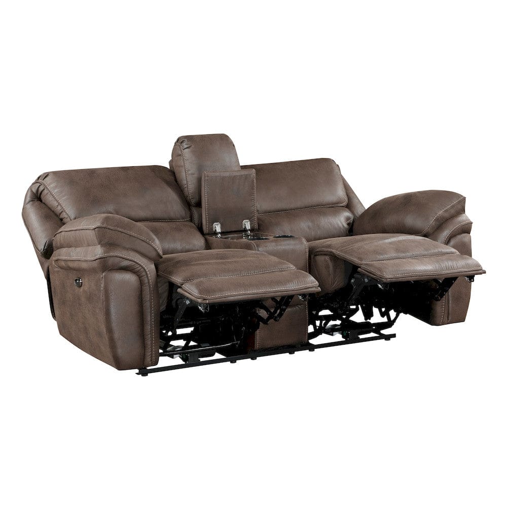 Homelegance  - Proctor Power Double Reclining Love Seat W/ Center Console in Brown - 8517BRW-2PW  view 4