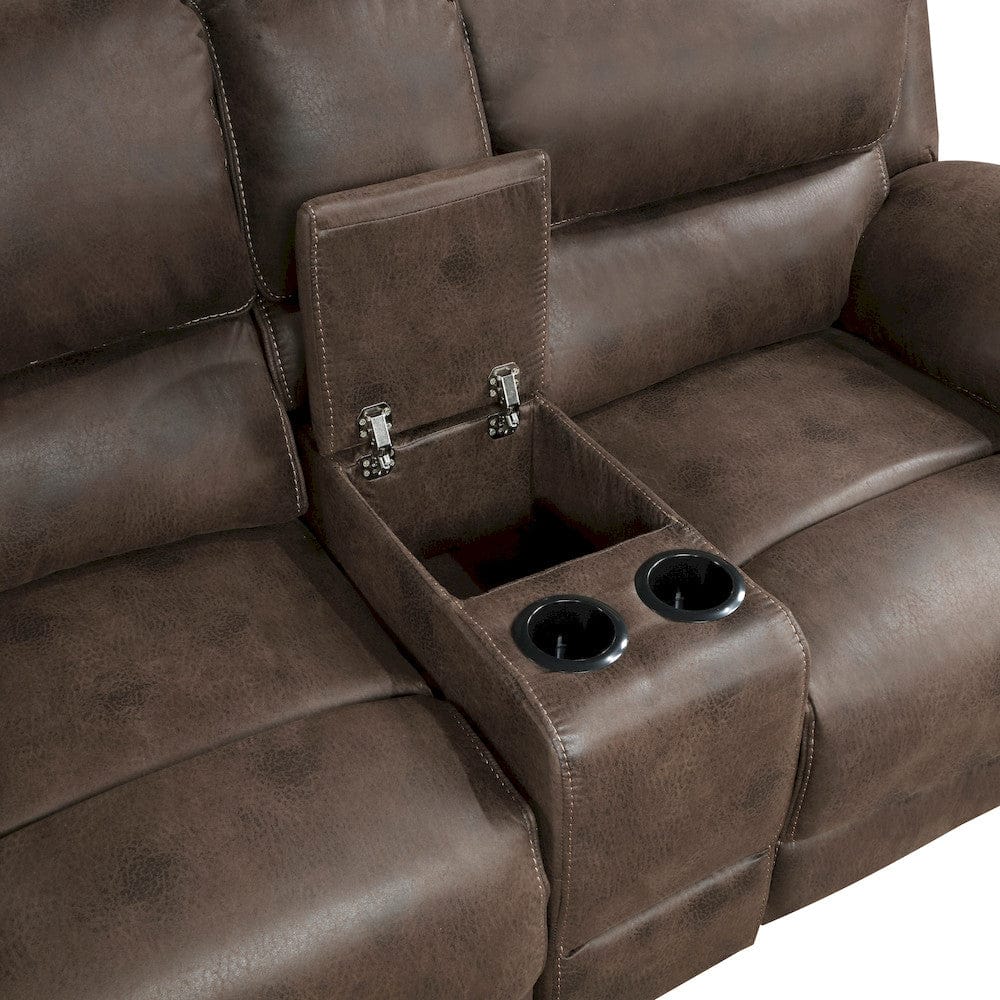 Homelegance  - Proctor Power Double Reclining Love Seat W/ Center Console in Brown - 8517BRW-2PW  view 10