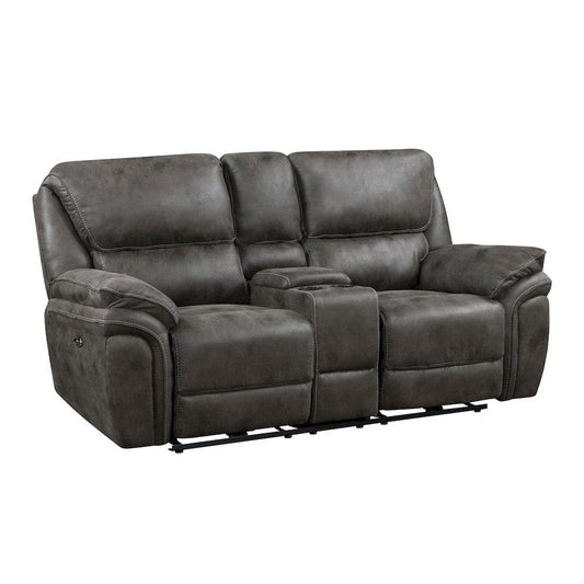 Homelegance  - Proctor Power Double Reclining Love Seat W/ Center Console in Gray - 8517GRY-2PW  view 1