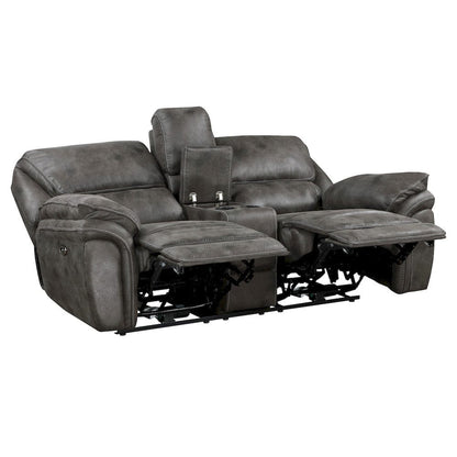 Homelegance  - Proctor Power Double Reclining Love Seat W/ Center Console in Gray - 8517GRY-2PW  view 3