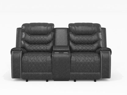 Homelegance  - Putnam Double Glider Reclining Love Seat W/ Center Console, Receptacles and USB Port in Brown - 9405BR-2  view 4