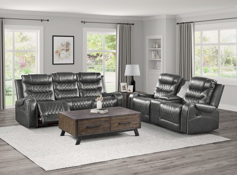 Homelegance  - Putnam Double Glider Reclining Love Seat W/ Center Console, Receptacles and USB Port in Gray - 9405GY-2  view 8