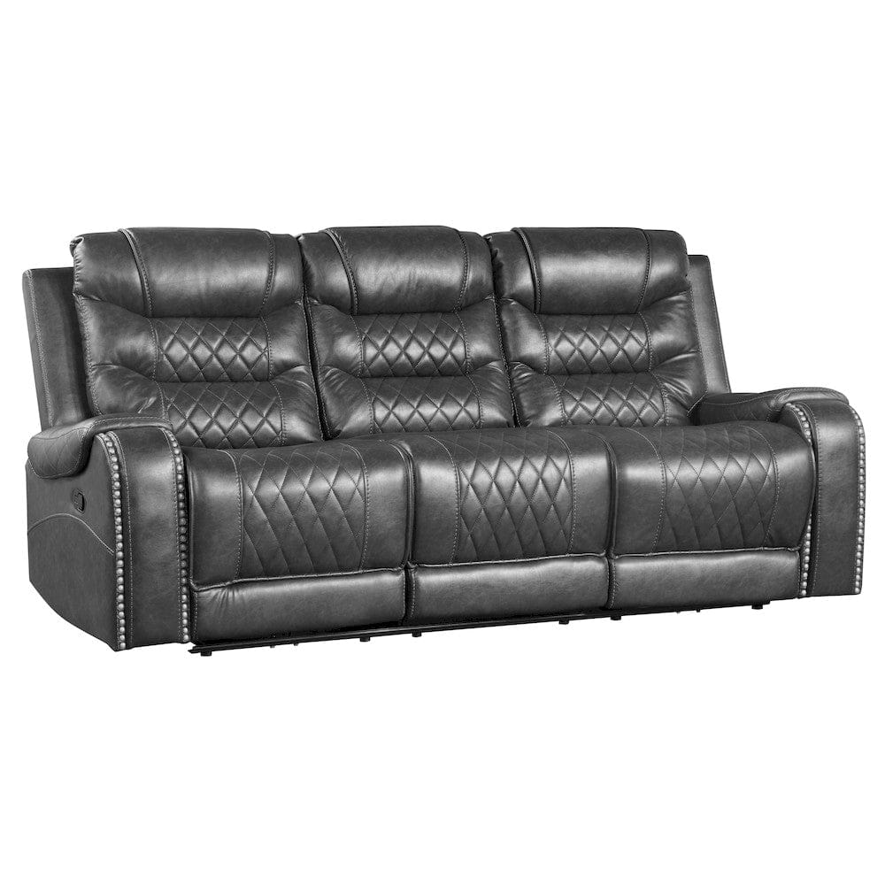 Homelegance  - Putnam Double Reclining Sofa W/ Center Drop-Down Cup Holders, Receptacles and USB Ports in Gray - 9405GY-3  view 6