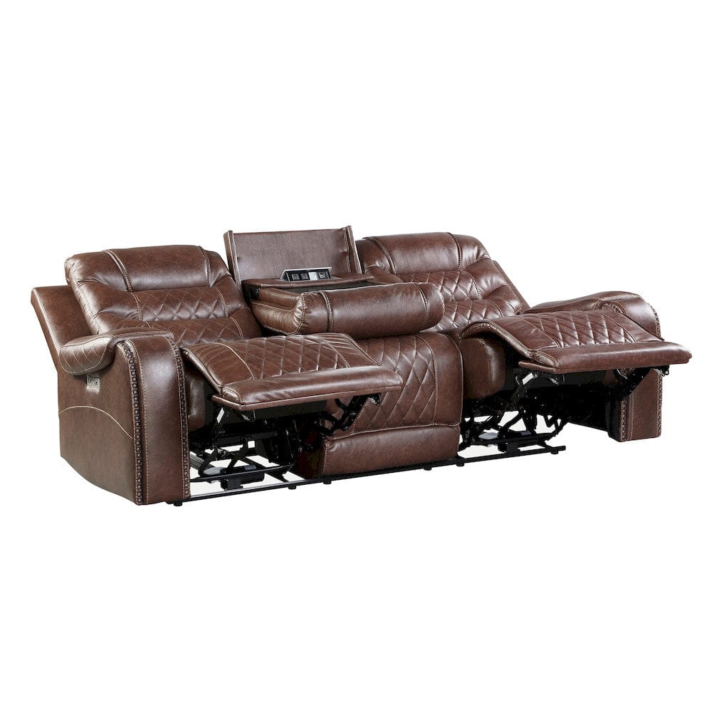 Homelegance  - Putnam Power Double Reclining Love Seat W/ Center Console, Receptacles and USB Ports in Brown - 9405BR-2PW  view 10