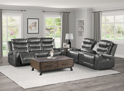 Homelegance  - Putnam Power Double Reclining Love Seat W/ Center Console, Receptacles and USB Ports in Gray - 9405GY-2PW  view 7